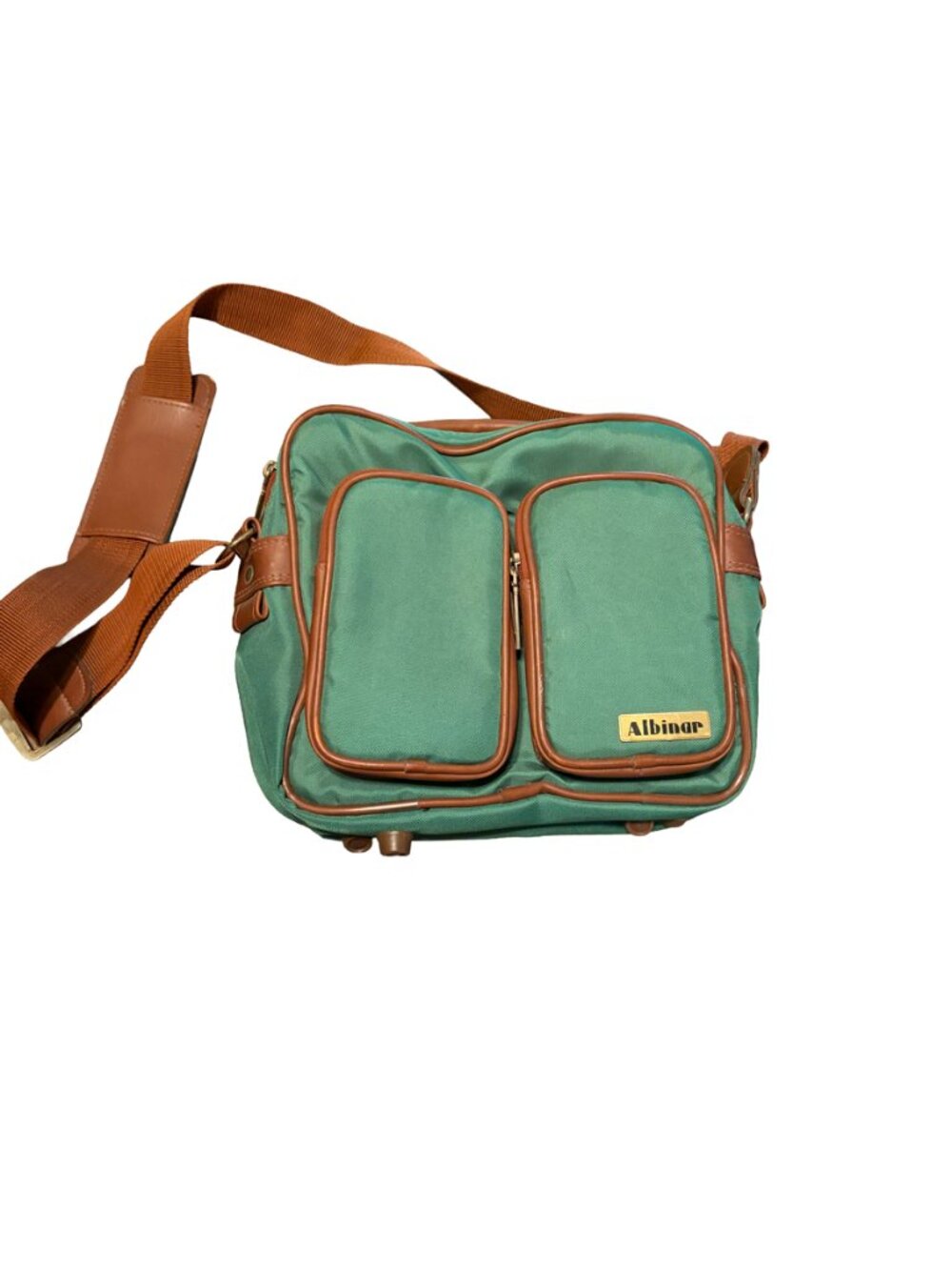 Vintage Albinar Camera Bag – Green Canvas with Leather Trim